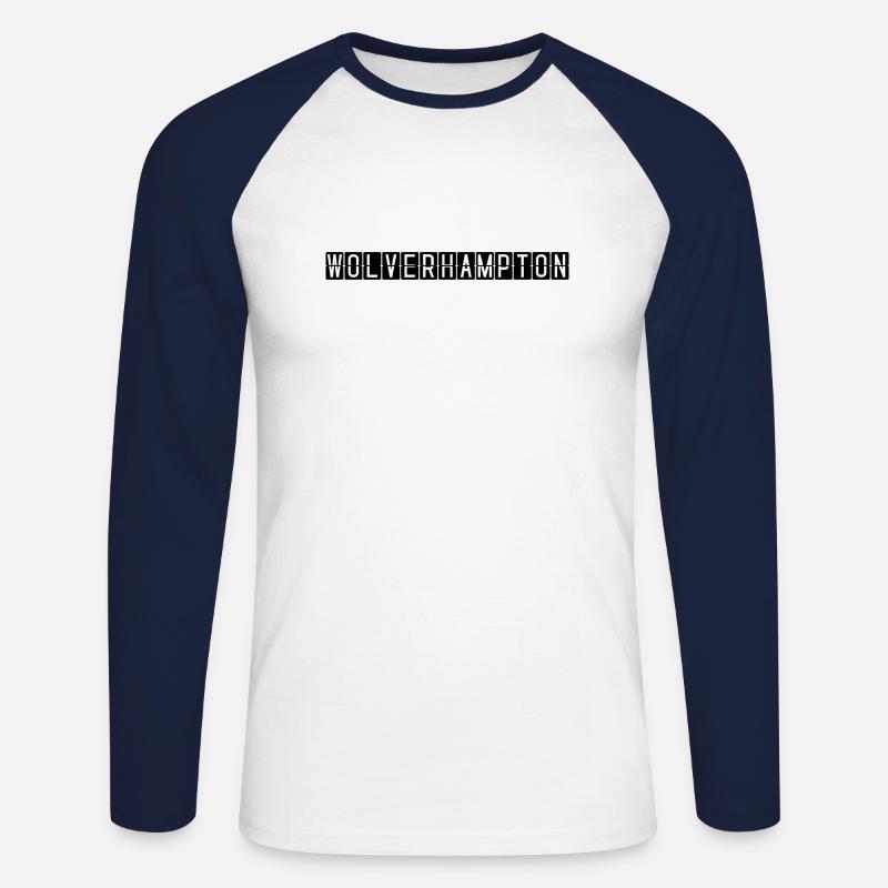 Wolverhampton Flughafentafel - Unisex Baseballshirt langarm - Weiß/Navy