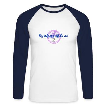 les arbres c'est la vie - T-shirt baseball manches longues Homme - blanc/marine - Devant - Nik (191cm)