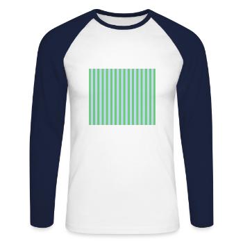 Stripes Grün Hellblau - Unisex Long Sleeve Baseball T-Shirt - white/navy - Front - Nik (191cm)