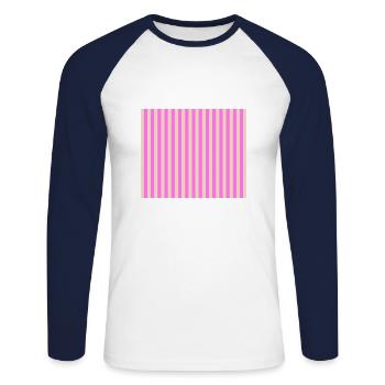 Stripes Beige Rosa - Unisex Long Sleeve Baseball T-Shirt - white/navy - Front - Nik (191cm)