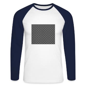 Tupfen-Schwarz auf Grau - Unisex Baseballshirt langarm - Weiß/Navy - Vorne - Nik (191cm)