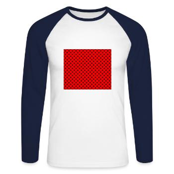 Tupfen Schwarz auf Rot - Unisex Long Sleeve Baseball T-Shirt - white/navy - Front - Nik (191cm)