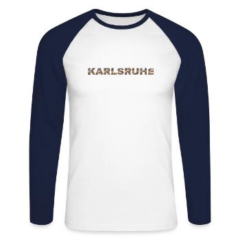 Karlsruhe Hund - Unisex Baseballshirt langarm - Weiß/Navy - Vorne - Nik (191cm)