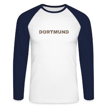 Dortmund Hund - Unisex Baseballshirt langarm - Weiß/Navy - Vorne - Nik (191cm)