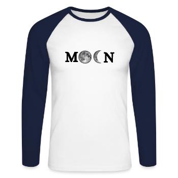 Moon-cadeau original lune - T-shirt baseball manches longues Homme - blanc/marine - Devant - Nik (191cm)