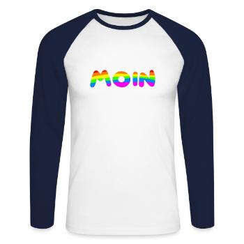 MOIN - Unisex Baseballshirt langarm - Weiß/Navy - Vorne - Nik (191cm)