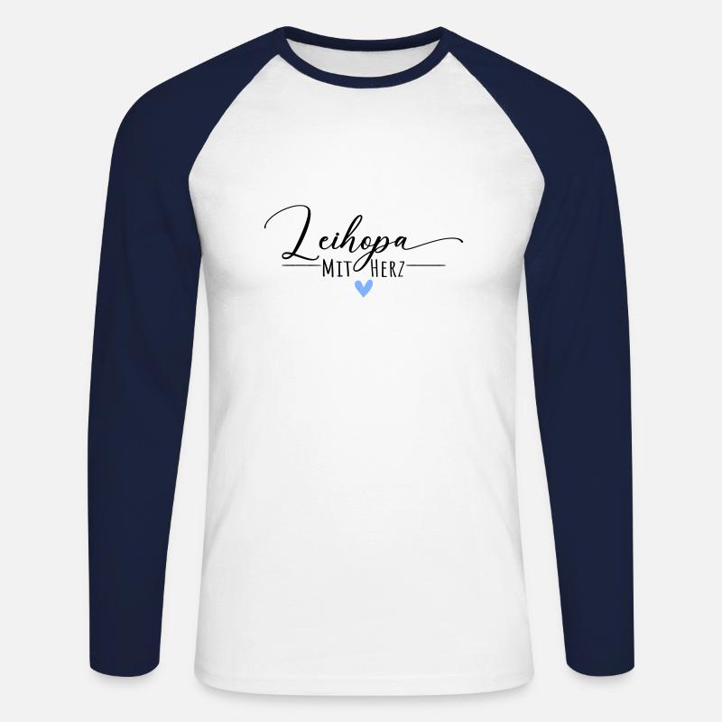 Leihopa mit Herz - Unisex Baseballshirt langarm - Weiß/Navy