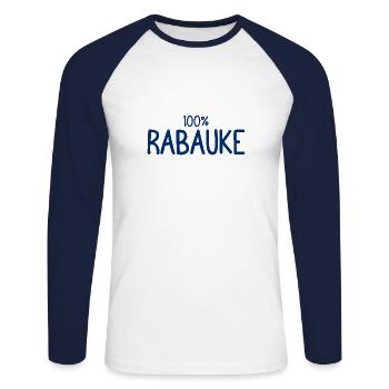 Rabauke - ungehobelter Mensch - ungezogenes Kind - Unisex Baseballshirt langarm - Weiß/Navy - Vorne - Nik (191cm)