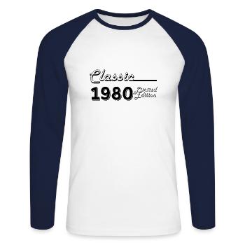 Classic 1980 édition limitée - T-shirt baseball manches longues Homme - blanc/marine - Devant - Nik (191cm)