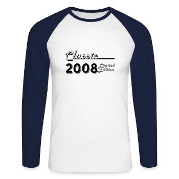 Klassische 2008 Limited Edition - Unisex Baseballshirt langarm - Weiß/Navy - Vorne - Nik (191cm)
