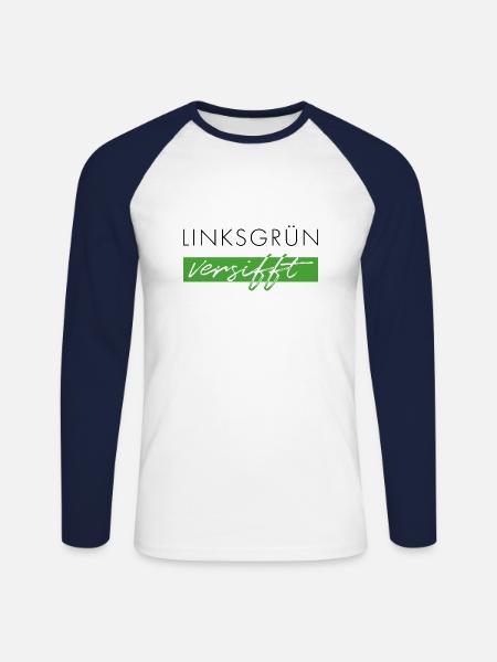 linksgrünversifft - Unisex Baseballshirt langarm - Weiß/Navy