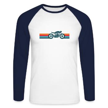 Motorrad Caferacer Vintage Retro - Unisex Baseballshirt langarm - Weiß/Navy - Vorne - Nik (191cm)