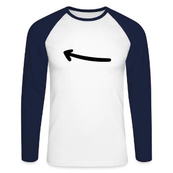 Arrow drawing sketch black - Unisex Long Sleeve Baseball T-Shirt - white/navy - Front - Nik (191cm)