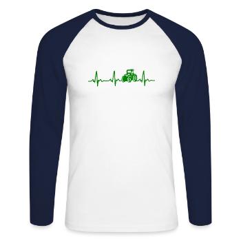 Traktor Herzschlag Ekg - Unisex Baseballshirt langarm - Weiß/Navy - Vorne - Nik (191cm)