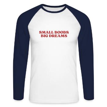 Small Boobs Big Dreams Aesthetic Y2K - T-shirt baseball manches longues Homme - blanc/marine - Devant - Nik (191cm)