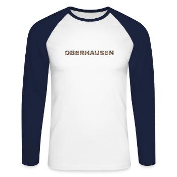 Oberhausen Hund - Unisex Baseballshirt langarm - Weiß/Navy - Vorne - Nik (191cm)
