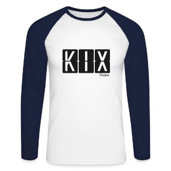 Ôsaka - Unisex Baseballshirt langarm - Weiß/Navy - Vorne - Nik (191cm)