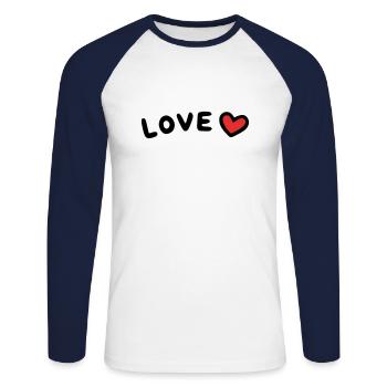 Cœur d’amour - T-shirt baseball manches longues Homme - blanc/marine - Devant - Nik (191cm)