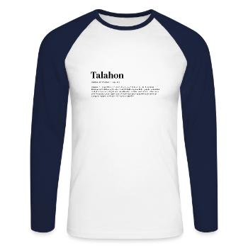 Talahon Definition - Unisex Baseballshirt langarm - Weiß/Navy - Vorne - Nik (191cm)