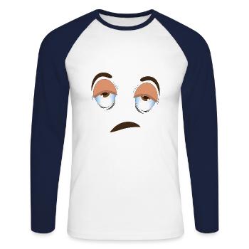 yeux fatigués - T-shirt baseball manches longues Homme - blanc/marine - Devant - Nik (191cm)