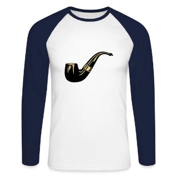 smoking pipe - Unisex Long Sleeve Baseball T-Shirt - white/navy - Front - Nik (191cm)