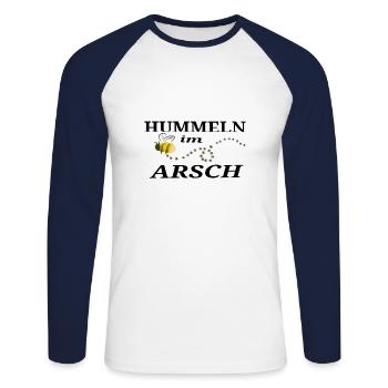 Hummeln im Arsch - Unisex Baseballshirt langarm - Weiß/Navy - Vorne - Nik (191cm)