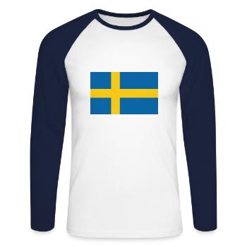 Sweden - Unisex Baseballshirt langarm - Weiß/Navy - Vorne - Nik (191cm)