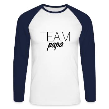TEAM dad - father son father's day child - Unisex Long Sleeve Baseball T-Shirt - white/navy - Front - Nik (191cm)
