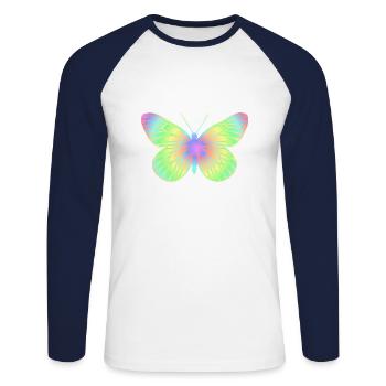papillon 2 - T-shirt baseball manches longues Homme - blanc/marine - Devant - Nik (191cm)