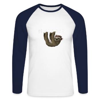 ich bin fleißig faultier faul faulenzer - Unisex Baseballshirt langarm - Weiß/Navy - Vorne - Nik (191cm)