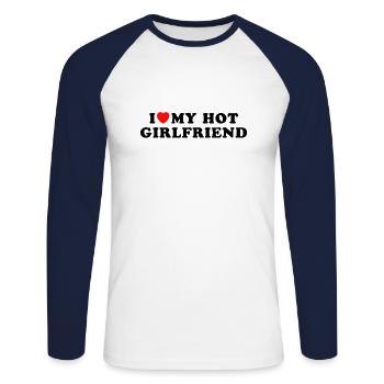 i love my hot girlfriend - Unisex Long Sleeve Baseball T-Shirt - white/navy - Front - Nik (191cm)