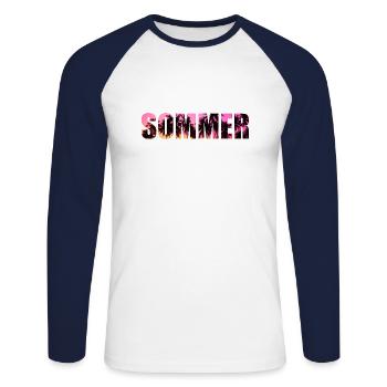 Cool Retro Design Summer Beach Palms Summer - Unisex Long Sleeve Baseball T-Shirt - white/navy - Front - Nik (191cm)