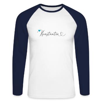 Konstantin Surname First name Calligraphy heart - Unisex Long Sleeve Baseball T-Shirt - white/navy - Front - Nik (191cm)