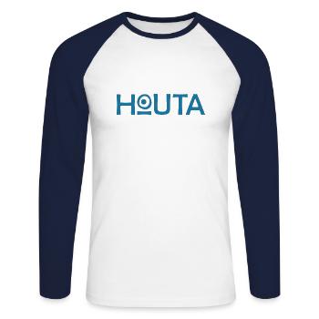 HOUTA TEXTE - T-shirt baseball manches longues Homme - blanc/marine - Devant - Nik (191cm)