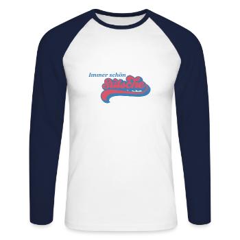 Immer schön sutsche - Unisex Baseballshirt langarm - Weiß/Navy - Vorne - Nik (191cm)