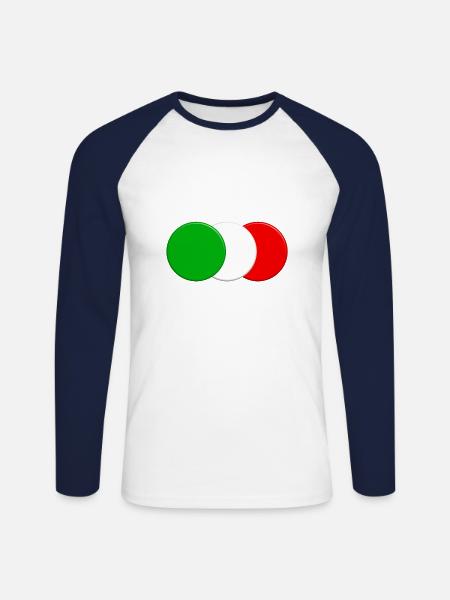 Drapeau italien - T-shirt baseball manches longues Homme - blanc/marine