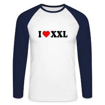 I love xxx - T-shirt baseball manches longues Homme - blanc/marine - Devant - Nik (191cm)