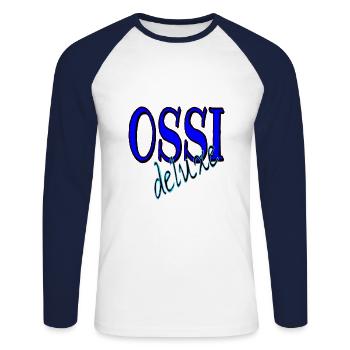 Ossi deluxe - Unisex Baseballshirt langarm - Weiß/Navy - Vorne - Nik (191cm)