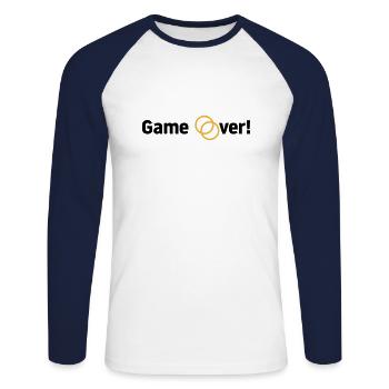 Game over Wedding Couple Bride Groom Rings - Unisex Long Sleeve Baseball T-Shirt - white/navy - Front - Nik (191cm)