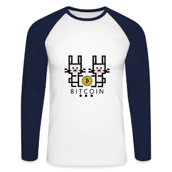 white rabbits collect bitcoin - Unisex Long Sleeve Baseball T-Shirt - white/navy - Front - Nik (191cm)