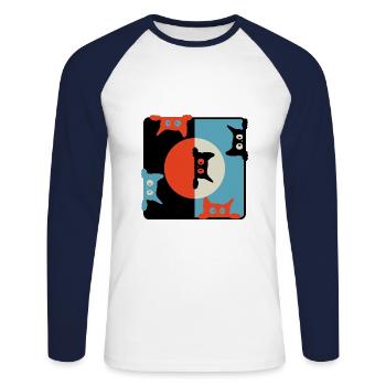 Curious cats - Unisex Long Sleeve Baseball T-Shirt - white/navy - Front - Nik (191cm)