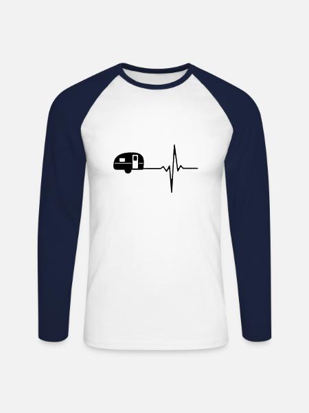 Camper Heartbeat - Unisex Baseballshirt langarm - Weiß/Navy
