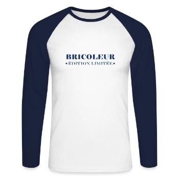 Bricoleur - T-shirt baseball manches longues Homme - blanc/marine - Devant - Nik (191cm)