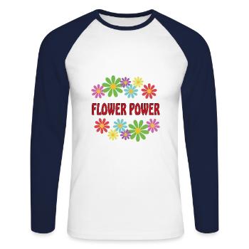 Peace World Peace Flower Power Gift 70s Love - Unisex Long Sleeve Baseball T-Shirt - white/navy - Front - Nik (191cm)
