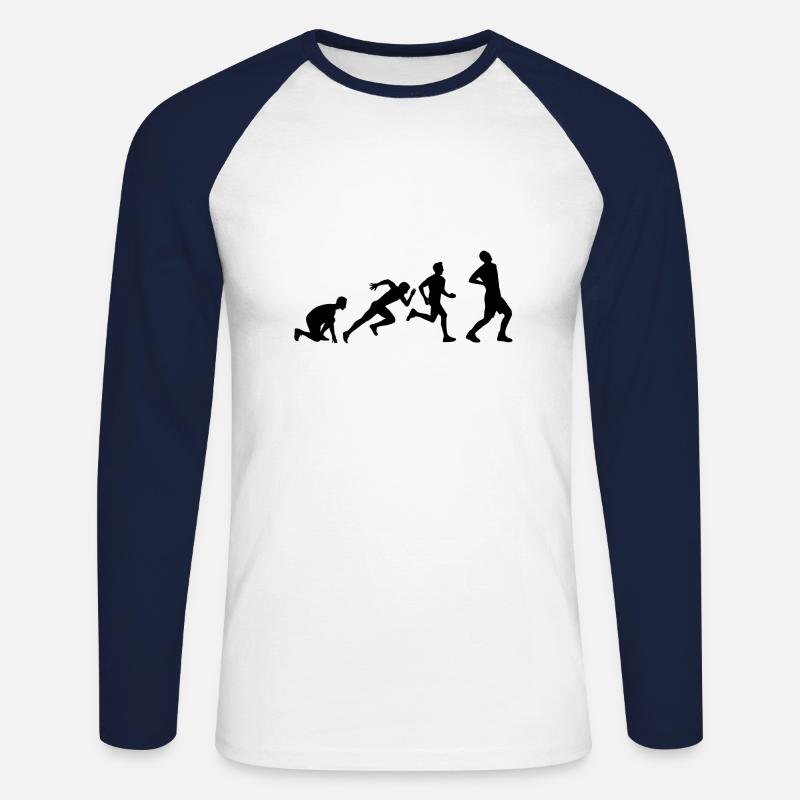 Evolution Backache black - Unisex Long Sleeve Baseball T-Shirt - white/navy