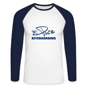 PURE KITEBOARDING blue - Unisex Long Sleeve Baseball T-Shirt - white/navy - Front - Nik (191cm)