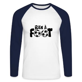 rien a foot ballon expression 1 2 - T-shirt baseball manches longues Homme - blanc/marine - Devant - Nik (191cm)