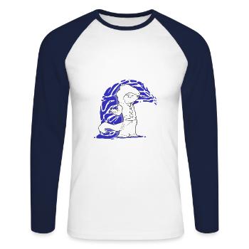 lezard wave - T-shirt baseball manches longues Homme - blanc/marine - Devant - Nik (191cm)