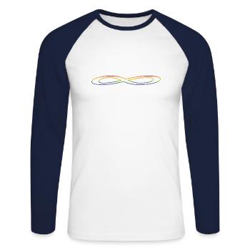 Regenbogen Unendlichkeit - Unisex Baseballshirt langarm - Weiß/Navy - Vorne - Nik (191cm)