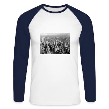 Chrysler Building 1932 - Unisex Long Sleeve Baseball T-Shirt - white/navy - Front - Nik (191cm)